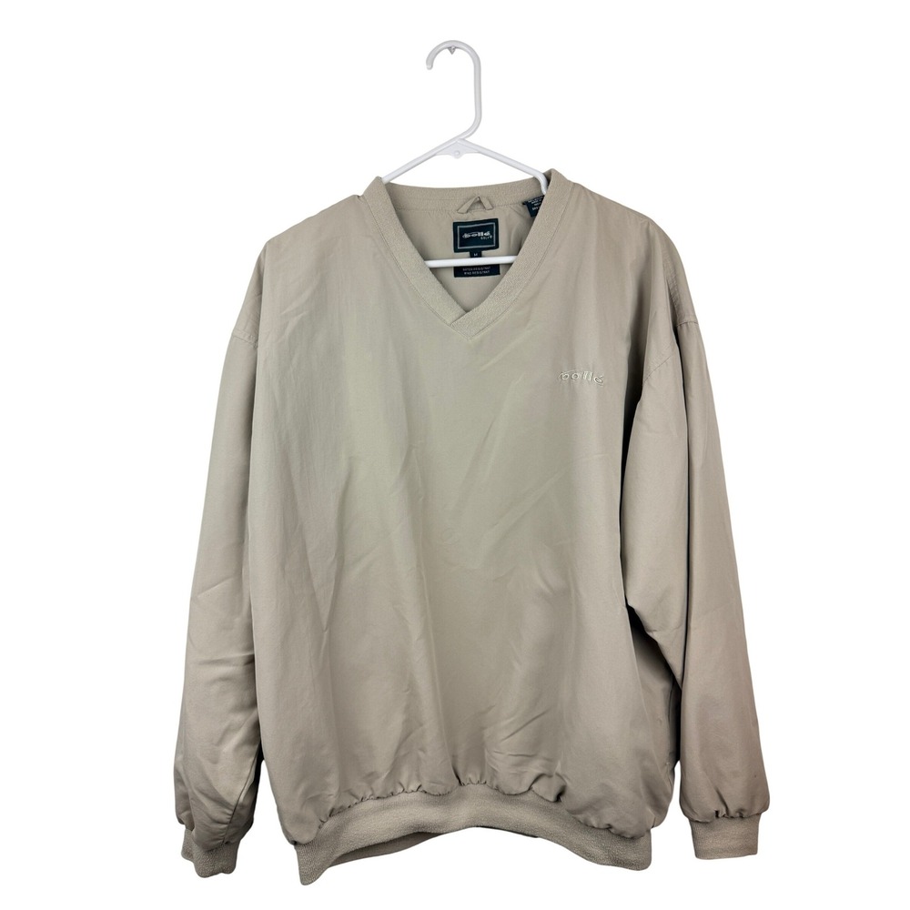 Bolle Golf Mens V-Neck Windbreaker Pullover Tan Khaki Size M